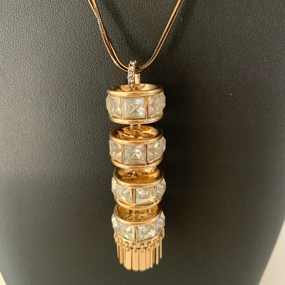 Christian Siriano Black Tone Necklace with Gold Tone Tassel Pendant - Picture 3 of 5